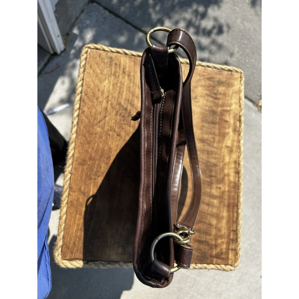 Tignanello Red Brown Genuine Leather Crossbody Shoulder Bag Purse Organiser VTG